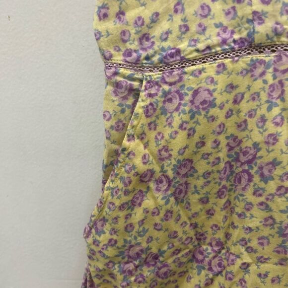 LoveShackFancy Yellow and Purple Regina Cotton Midi Dress Floral Printed Size 10 - Picture 6 of 11